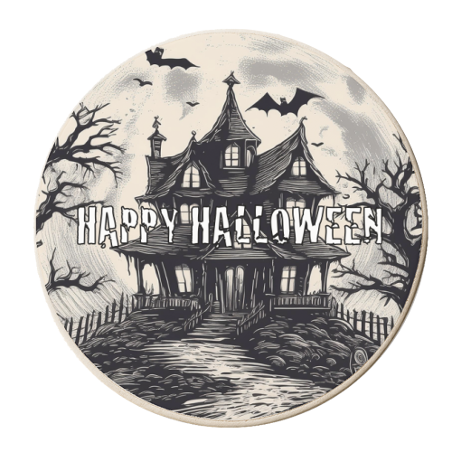 Spooky Halloween House - personalised beer coaster by Adam Regester