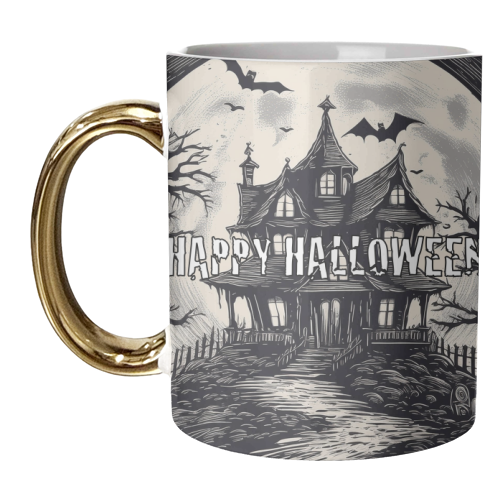 Spooky Halloween House - unique mug by Adam Regester