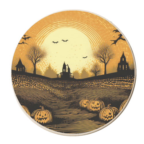 Spooky Pumpkin Field - personalised beer coaster by Adam Regester
