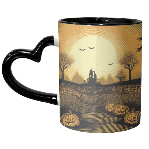 Spooky Pumpkin Field - unique mug by Adam Regester