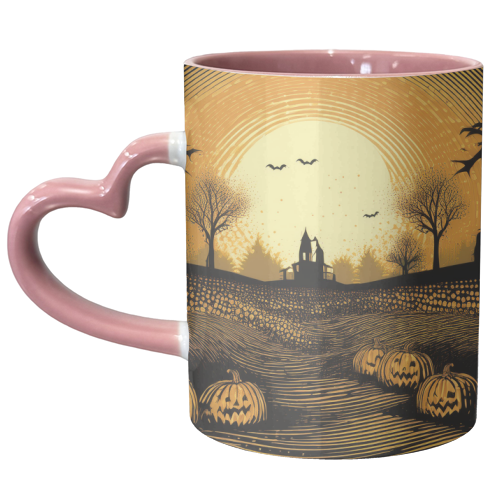 Spooky Pumpkin Field - unique mug by Adam Regester