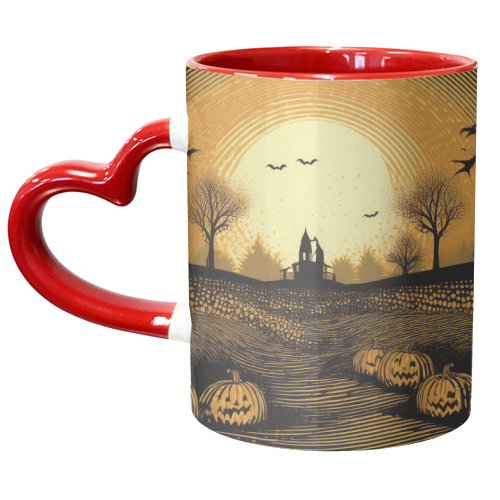 Spooky Pumpkin Field - unique mug by Adam Regester
