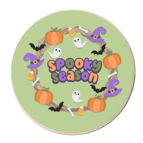Spooky Season - Halloween Wreath - personalised beer coaster by Amy Farmer