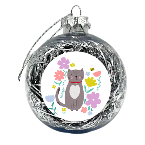 Spring cat - xmas bauble by sarah morley