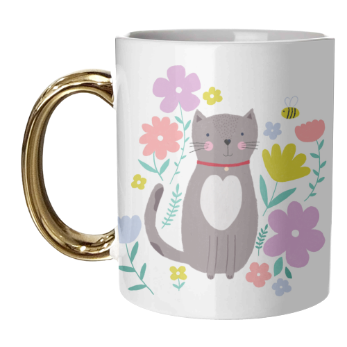 Spring cat - unique mug by sarah morley