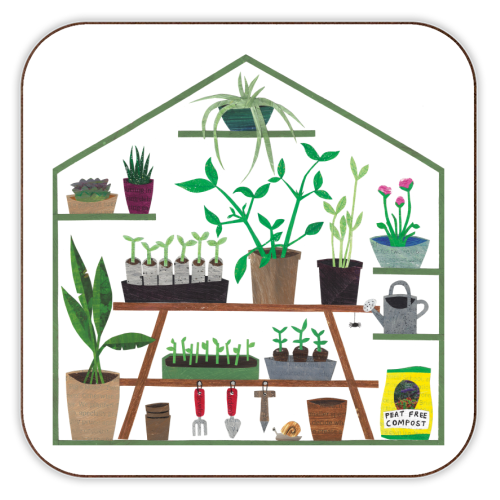 Spring Greenhouse - personalised beer coaster by Christina Carpenter