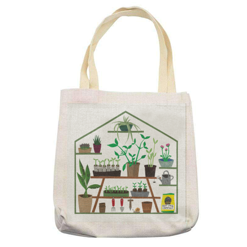 Spring Greenhouse - printed canvas tote bag by Christina Carpenter