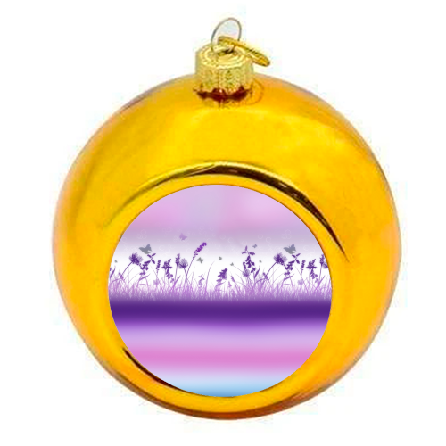 Spring Meadow Haze Pink Purple Blue - colourful christmas bauble by InspiredImages