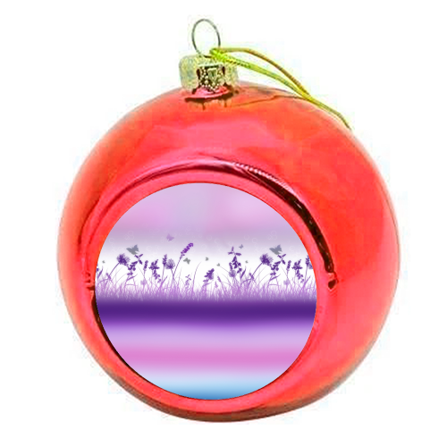 Spring Meadow Haze Pink Purple Blue - colourful christmas bauble by InspiredImages