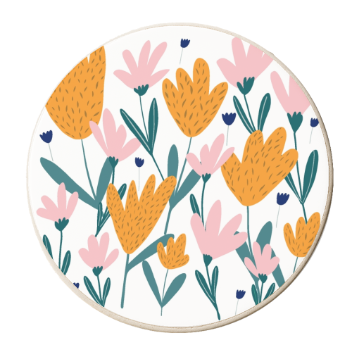 Springtime bouquet - personalised beer coaster by Michelle Walker