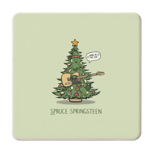 Spruce Springsteen - personalised beer coaster by Carl Batterbee