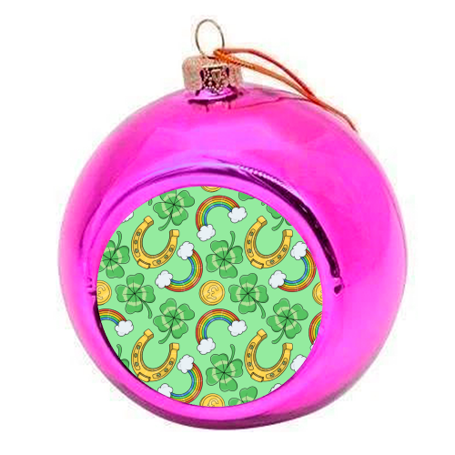 St Patricks Day Pattern - colourful christmas bauble by Amy Farmer