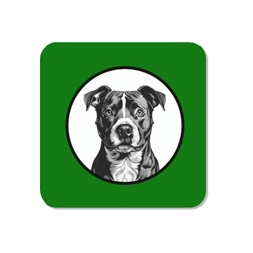 Staffordshire Bull Terrier Cameo Dog Portrait (dark green) - Magnet by Adam Regester