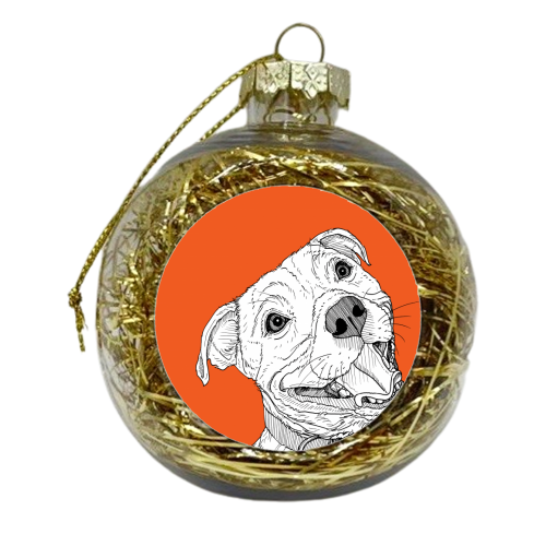 Staffordshire Bull Terrier Dog Portrait - xmas bauble by Adam Regester