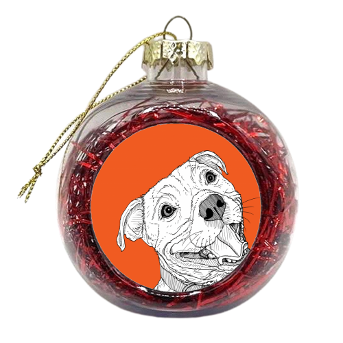 Staffordshire Bull Terrier Dog Portrait - xmas bauble by Adam Regester