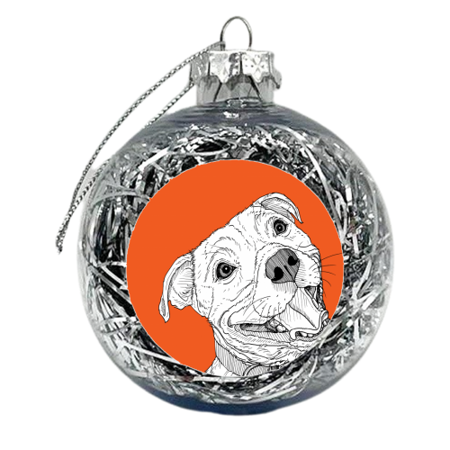Staffordshire Bull Terrier Dog Portrait - xmas bauble by Adam Regester