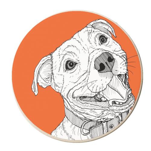 Staffordshire Bull Terrier Dog Portrait - personalised beer coaster by Adam Regester