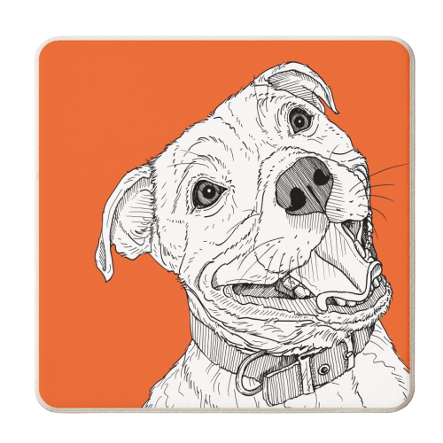 Staffordshire Bull Terrier Dog Portrait - personalised beer coaster by Adam Regester