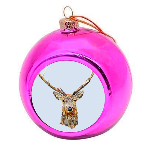 Stag Head - colourful christmas bauble by Vicki Clare