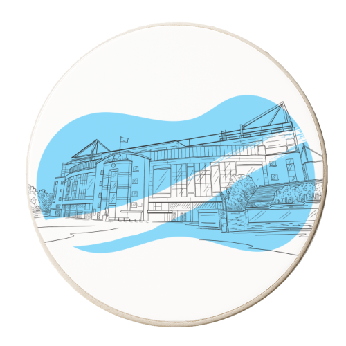 Stamford Bridge Stadium Graphic Illustration - personalised beer coaster by Adam Regester