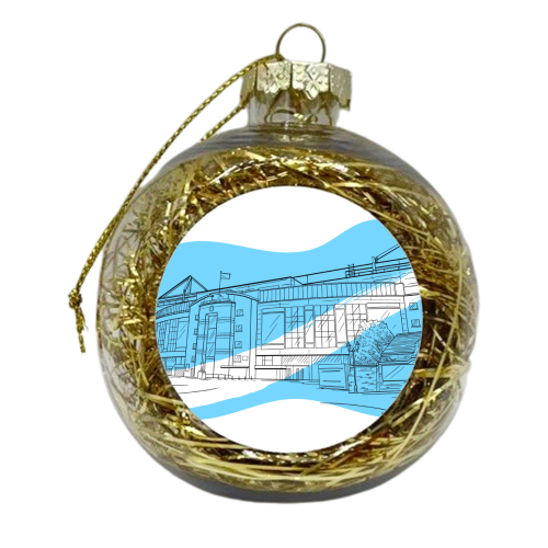 Stamford Bridge Stadium Graphic Illustration - xmas bauble by Adam Regester