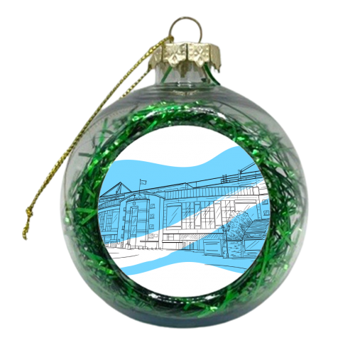 Stamford Bridge Stadium Graphic Illustration - xmas bauble by Adam Regester
