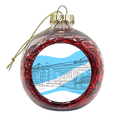 Stamford Bridge Stadium Graphic Illustration - xmas bauble by Adam Regester