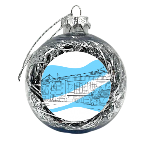 Stamford Bridge Stadium Graphic Illustration - xmas bauble by Adam Regester