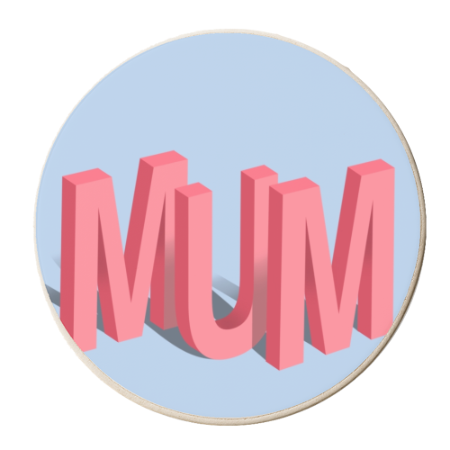 Standing letters mum print - personalised beer coaster by The Girl Next Draw