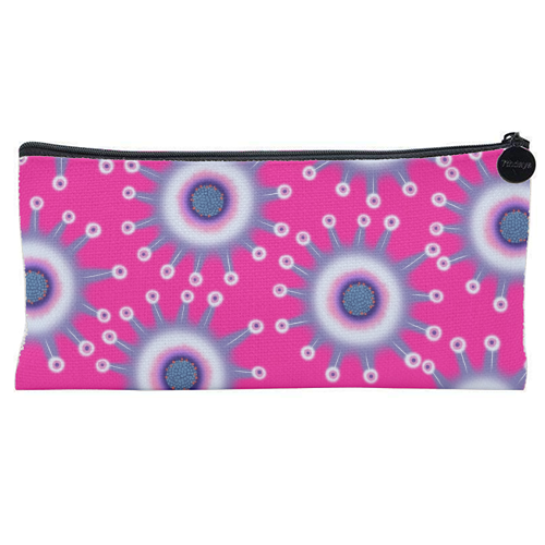 Star Flowers Pink & Purple Spring Summer Floral Pattern - flat pencil case by InspiredImages
