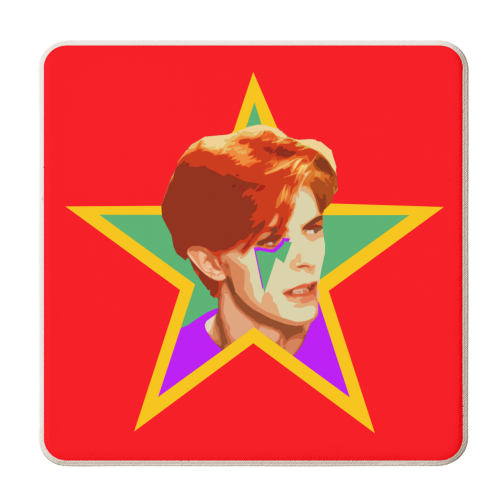 STARMAN - RED - personalised beer coaster by DOLLY WOLFE