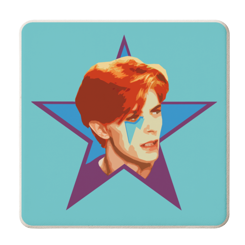 STARMAN - TURQUOISE - personalised beer coaster by DOLLY WOLFE