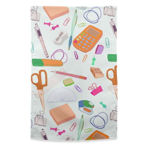 Stationery Station - funny tea towel by minniemorris art