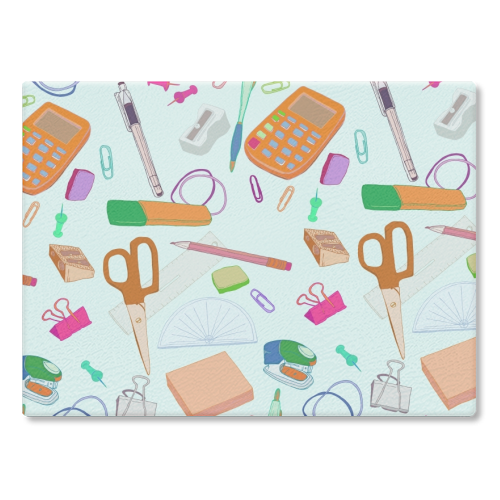 Stationery Station - glass chopping board by minniemorris art