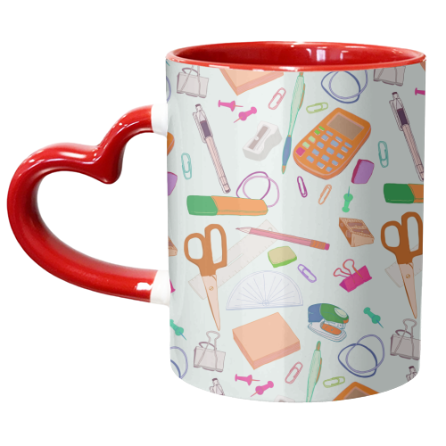 Stationery Station - unique mug by minniemorris art