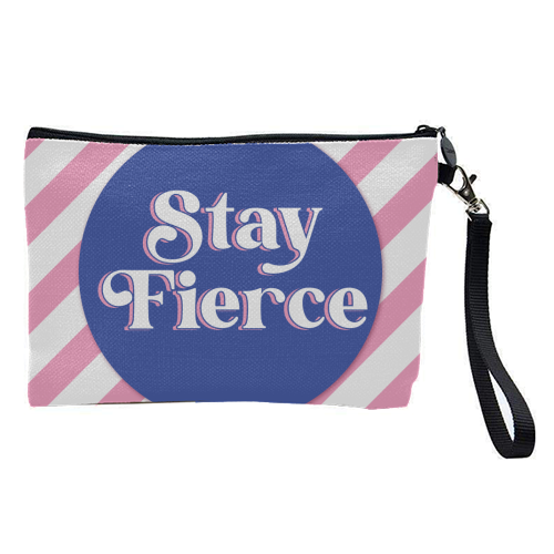 Stay Fierce! Pink and Blue Stripe. - pretty makeup bag by Mad Philomena