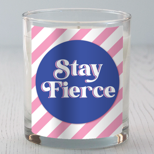 Stay Fierce! Pink and Blue Stripe. - scented candle by Mad Philomena
