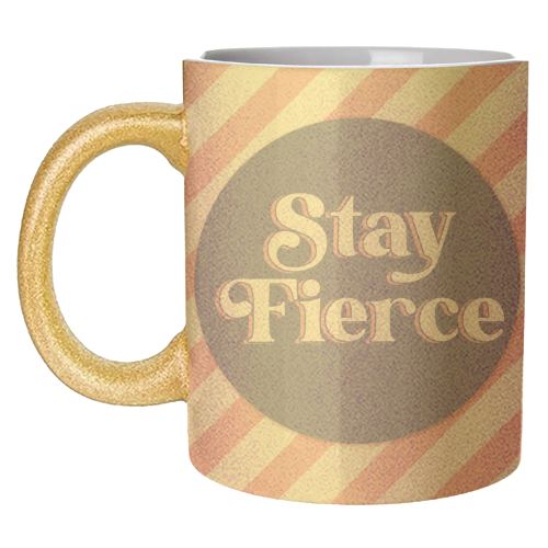 Stay Fierce! Pink and Blue Stripe. - unique mug by Mad Philomena