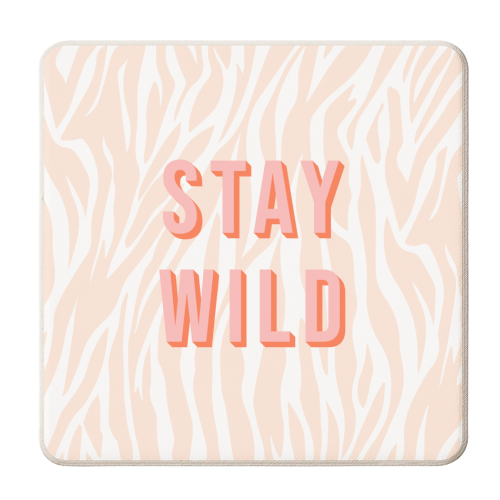 Stay wild zebra typography print - personalised beer coaster by Kind of Simple Designs