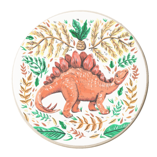 Stegosaurus - personalised beer coaster by Amy Harwood