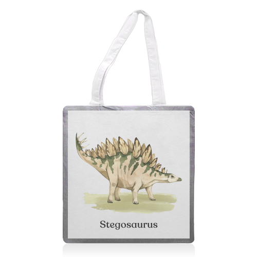 Stegosaurus - printed canvas tote bag by Gal Design