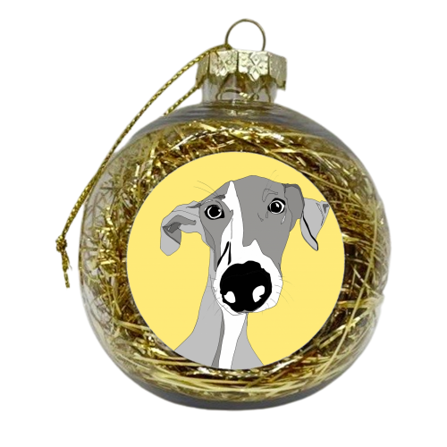 Steven The Whippet - xmas bauble by Casey Rogers