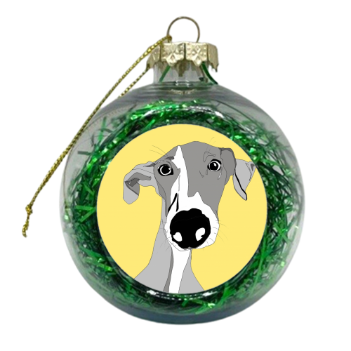 Steven The Whippet - xmas bauble by Casey Rogers