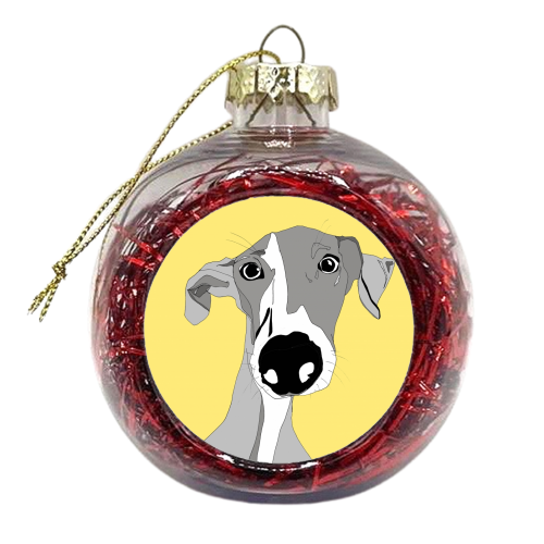Steven The Whippet - xmas bauble by Casey Rogers