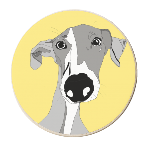 Steven The Whippet - personalised beer coaster by Casey Rogers