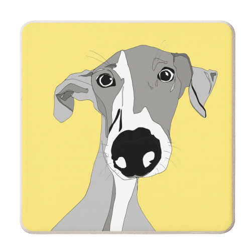 Steven The Whippet - personalised beer coaster by Casey Rogers