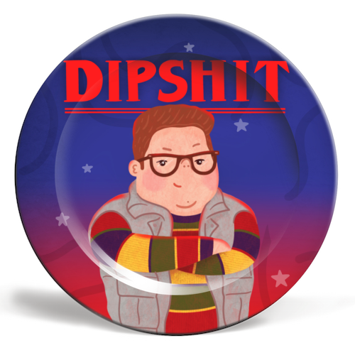 Stranger Things Dipshit Derek - ceramic dinner plate by Loren Grosvenor