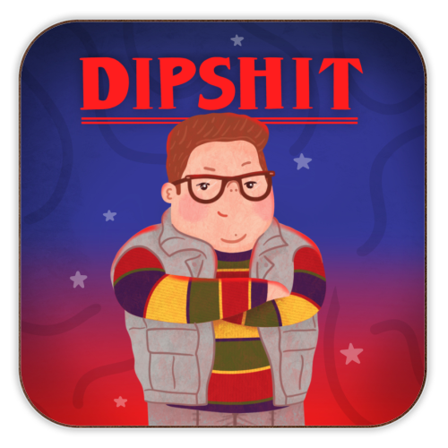 Stranger Things Dipshit Derek - personalised beer coaster by Loren Grosvenor