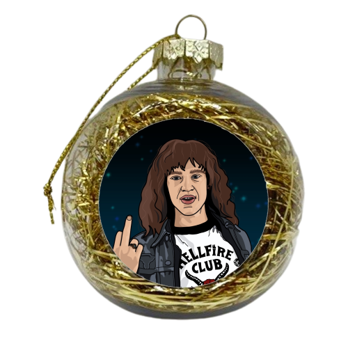 Eddie Stranger Things - xmas bauble by The Girl Next Draw