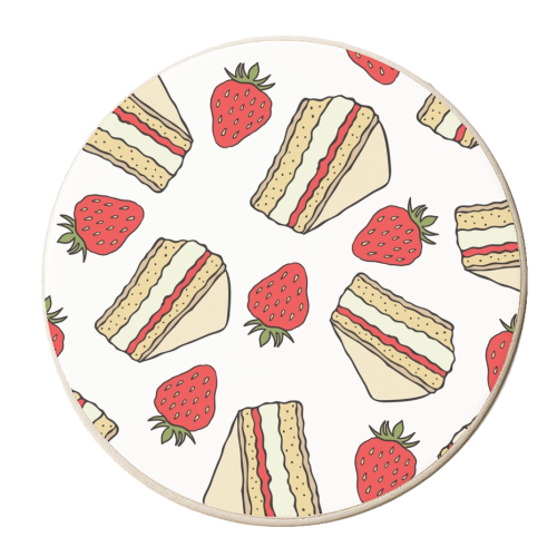 Strawberries and cake - personalised beer coaster by Stonefoxes